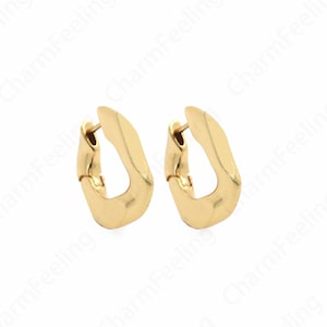 18K Gold Filled Rechteckige Ohrringe,Geeignet Für Jahrestagsgeschenke Quadratische Ohrringe,Messing Vergoldete Ohrringe,Ohrring Charm,16.5x19.5x3.3mm