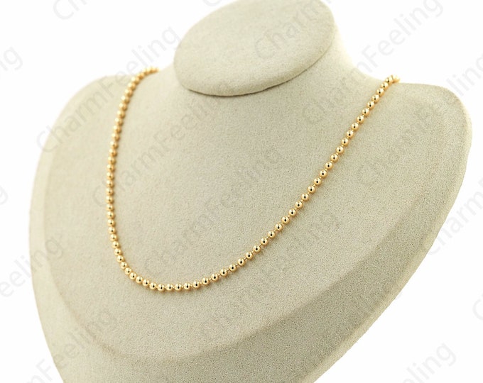 Gold Ball Necklace Silver Bead Necklace,S925 Silver Necklace,18K Gold Filled Chain Necklace,Anniversary Gift,Fashion Necklace,Gift For Her