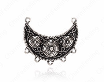 Antique Silver Filled Alloy Pendant, Fan Charm,Micropavé CZ Alloy Accessories, Fan Pendant, DIY Jewelry Supplies, 46x24.5x6mm