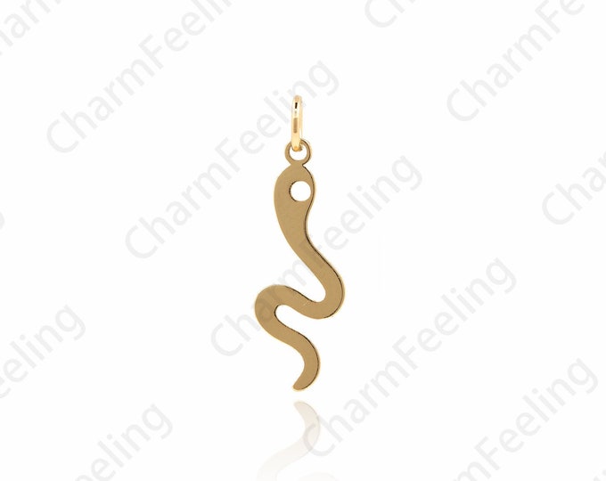 18K Gold Filled Snake Pendant, Reptile Charm, Snake Charm, DIY Jewelry Making Accessories 26x8x1mm 1pcs