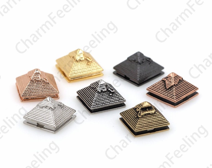 18K Gold Filled Pyramid Spacer Beads, Egyptian Pyramid Beads, Egyptian Charm, Pyramid Charm, DIY Jewelry Accessories 8.5x13x13mm