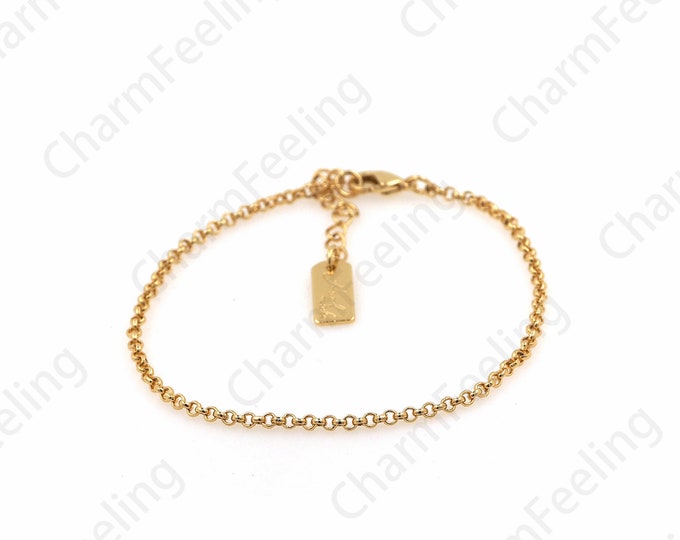 Box Bracelet Back Shape Bracelet European Style Bracelet Anniversary Gift Fashion Bracelet 18K Gold Filled O-shaped Gold Bracelet 17CM