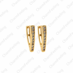 1 Pair,18K Gold Filled Geometric Earrings, Simple Earrings, Micropave CZ Triangle Earrings, CZ Charm, 23x12x3.5mm