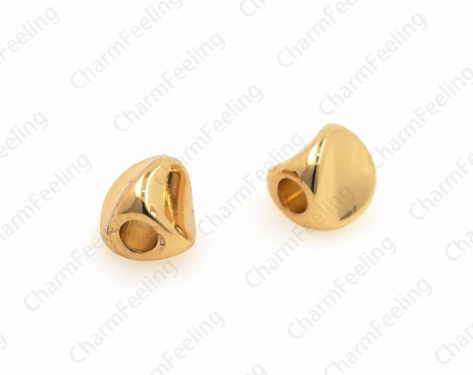 10 PCS 18K Gold Filled Special-Shaped Spacer Beads, Oval Special-Shaped Spacer Beads, Gold Hole Beads, Bracelet Accessories, 4.5x4.5x4.5mm