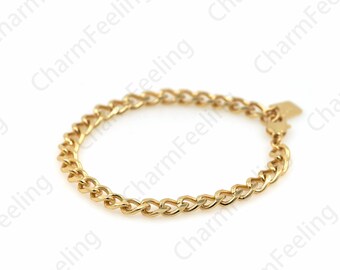 18K Gold Filled Cuban Chain Bracelet, Men's Bracelet, Girls' Bracelet, Cuban Link bracelet, Gift For Her 17CM