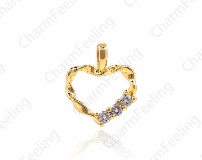 18K Gold Filled Hollow Heart Pendant, Heart Charm, Minimalist Charm, Heart Necklace, DIY Jewelry Making Accessories 14x11.5x2.5mm 1pcs