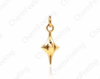 Pendentif Polaris rempli d’or 18K, charme d’étoile, collier d’étoile d’or, charme tridimensionnel d’étoile, bijoux de DIY faisant des accessoires 20x8x8mm 1pcs