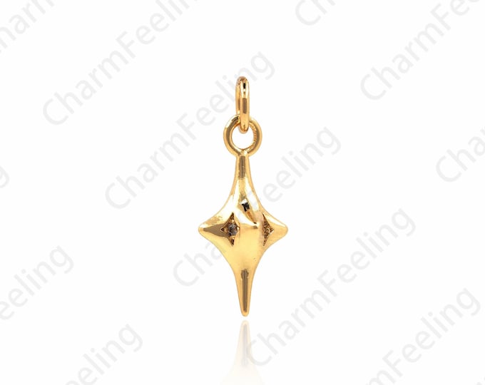 18K Gold Filled Polaris Pendant, Star Charm, Gold Star Necklace, Three-Dimensional Star Charm, DIY Jewelry Making Accessories 20x8x8mm 1pcs