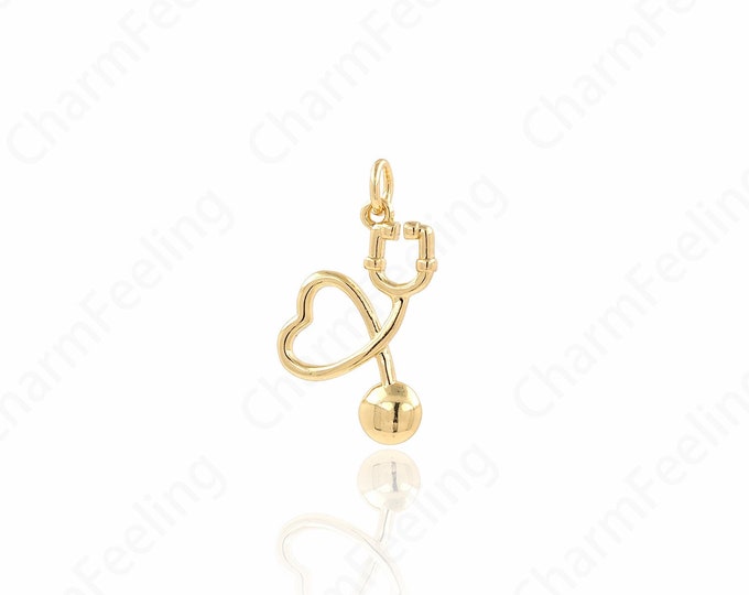 18K Gold Filled Heart Pendant, Micropavé CZ Heart Necklace,Dainty Heart Charm, Love Necklace, DIY Jewelry Accessories 24.5x13.5x2mm