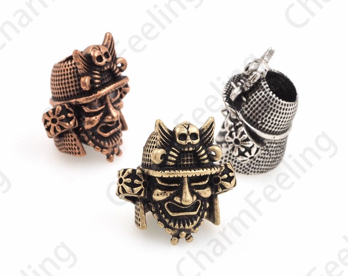 Antique samurai head paracord beads, Japanese vintage beads, vintage jewelry 19*19*12mm 1pcs