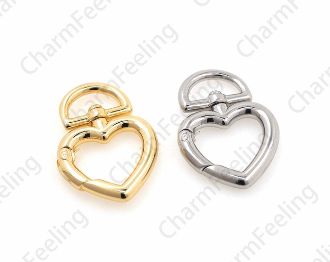 18K Gold Heart-Shaped Buckle, Snap Buckle, Door Knocker, Rectangular Buckle, Geometric Buckle, Sliding Door Buckle, Key Chain, 29x20x3mm
