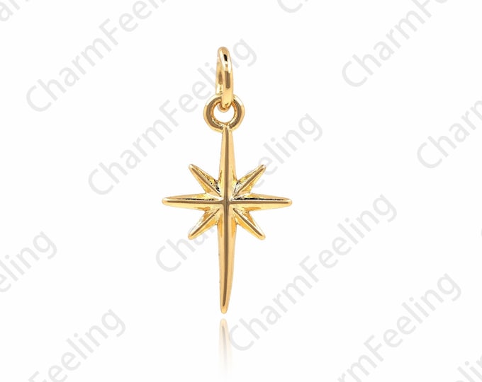 18K Gold Filled Star Necklace, Polaris Charm, Polaris Charm, Star Charm, DIY Jewelry Making Accessories 20x9.5x2.5mm