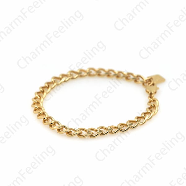 18K Gold Filled Cuban Chain Bracelet, Men's Bracelet, Girls' Bracelet, Cuban Link bracelet, Gift For Her 17CM