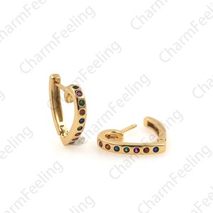 18K Gold Filled Heart Earrings Simple Heart Earrings Micropavé Cubic Zirconia Gold Earrings Gift for her 15.5x16x2.5mm 1 pair
