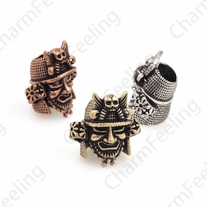 Antique samurai head paracord beads, Japanese vintage beads, vintage jewelry 19*19*12mm 1pcs