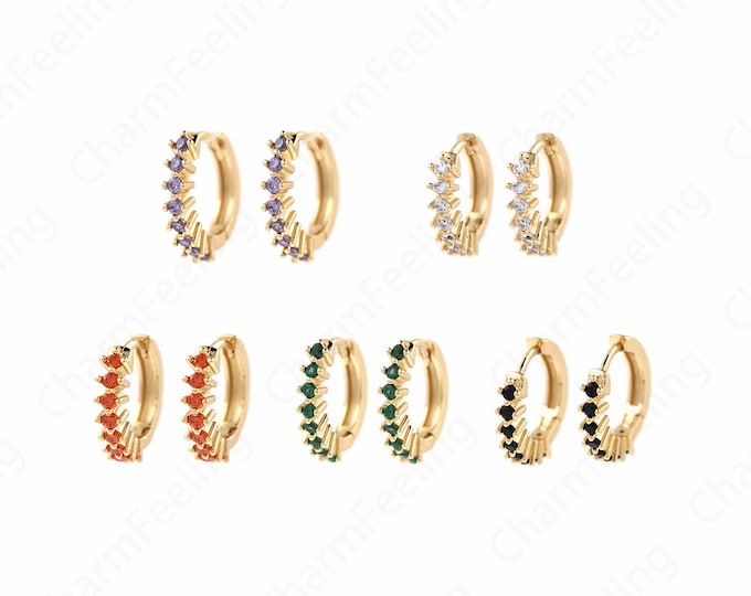 Hollow Earrings,Micropavé CZ Gold Earrings,18K Gold Filled Round Earrings,Round Pendants,DIY Jewelry Accessories 14.2x14.4x3mm