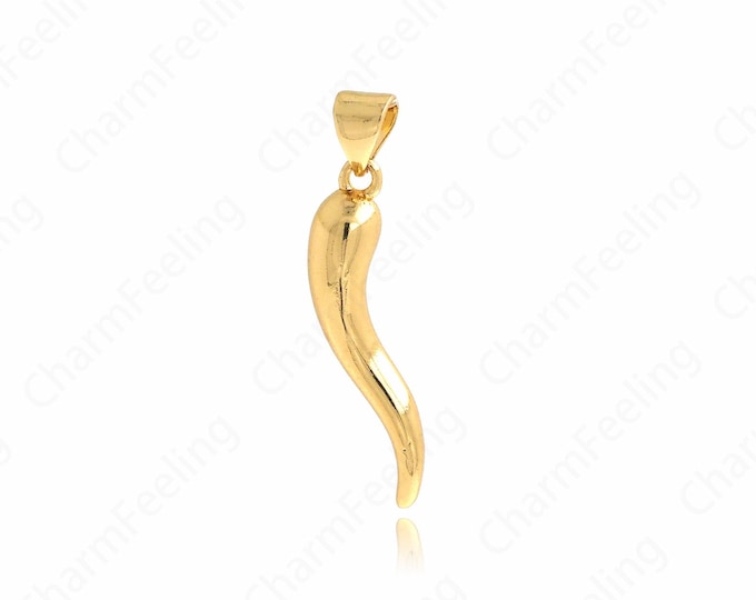 Pepper Necklace, 18K Gold Filled Pepper Pendant, Dainty Pendant, Plant Charm, Pepper Charm,Vegetable Pendant 30.2x6.5x4.4mm