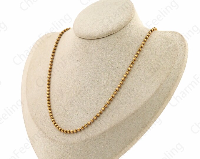 Chain Necklace,Gold Ball Necklace Silver Bead Necklace,S925 Silver Necklace,18K Gold Filled Anniversary Gift,Fashion Necklace,Gift For Her