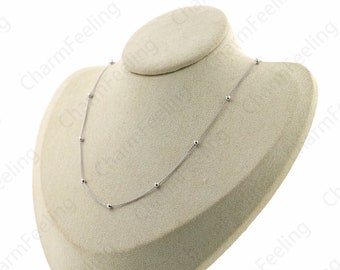 Classic Necklace,Ball Necklace Anniversary Gift, Silver Bead Necklace, Chain Necklace, S925 Silver Necklace, Fashion Necklace, Gift For Her,