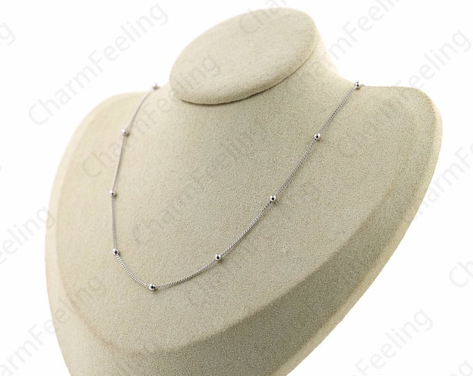 Classic Necklace,Ball Necklace Anniversary Gift, Silver Bead Necklace, Chain Necklace, S925 Silver Necklace, Fashion Necklace, Gift For Her,