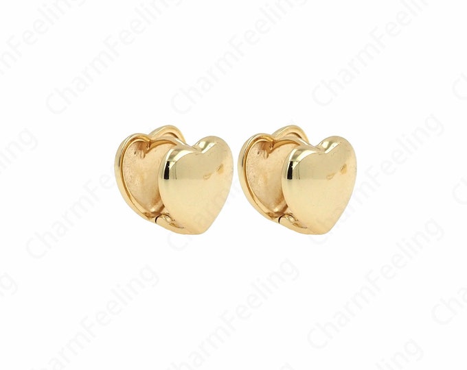 1 Pair,Pierced Earrings, Micropavé CZ Love Earrings, 18K Gold Filled Heart Earrings, Love Earrings, DIY Jewelry Accessories, 12.5x14x13mm