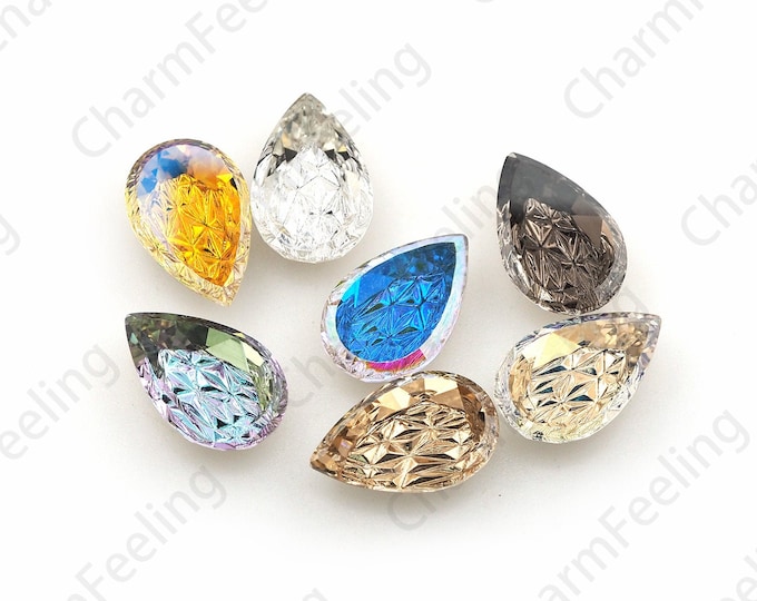48pcs Pear Shaped Nail Art Rhinestones, Drop Shaped Rhinestones, Glass Crystal AB, Nail Art Crystals, DIY Nail Art Accessories
