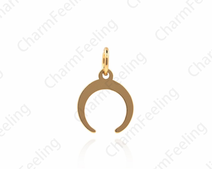 Moon Pendant, Crescent Necklace, Gold Moon Charm, Moon Charm, Gold Moon, DIY Jewelry Making Accessories 15x10x1mm 1pcs