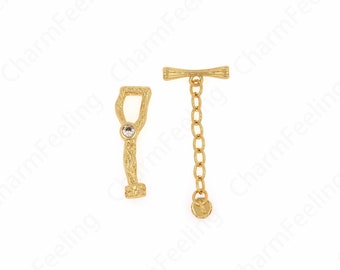 Bar OT Clasp, 18K Gold Filled Chain Clasp, Necklace Clasp, Bracelet Clasp, Micro pavé CZ Charm Clasp, DIY Jewelry Supplies,
