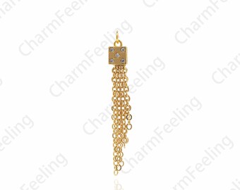 Pendentif à pampilles en or 18 carats, bijoux à pampilles, collier à pampilles en or, accessoires de fabrication de bijoux à monter soi-même 45x5,5 mm 1pcs