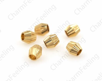 Gold Filled Corrugated Straight Oval Spacer Beads, Metal Oval Beads, Spacer Beads, Necklace Beads 4x4mm 10 pcs