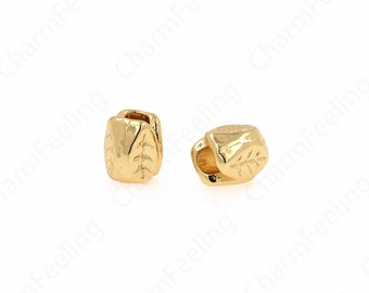 10 pcs Dainty Alloy Beads,18K Gold Filled Leaf Spacer Beads,Cylinder Beads, DIY Bracelet Accessories, 6.5x5.5mm