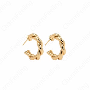 18K Gold Filled Round Twist Earrings, Gold Earrings, Earring Charm,Twist Earrings, Hollow Earrings, Gift for Her,26x26x4mm