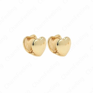 1 Pair,Pierced Earrings, Micropavé CZ Love Earrings, 18K Gold Filled Heart Earrings, Love Earrings, DIY Jewelry Accessories, 12.5x14x13mm