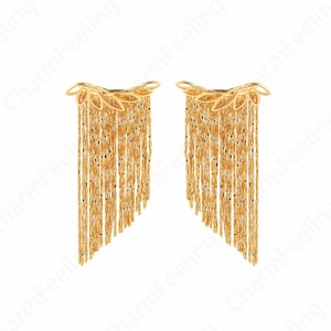 18K Gold Filled Chain Earrings, Micropavé CZ Fringe Earrings, Boho Earrings, Tassel Earrings,Bar Earrings,Drop Earrings,24x44x3mm