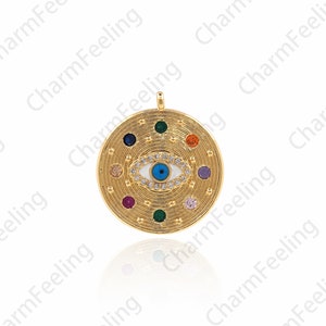 Medallion Pendant, Eye Medallion Pendant, Eye Charm,ProtectiOn Eye Charm Coin Medallion Pendant 22.5x20x3mm 1pcs