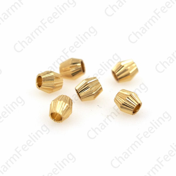 Gold Filled Corrugated Straight Oval Spacer Beads, Metal Oval Beads, Spacer Beads, Necklace Beads 4x4mm 1pcs