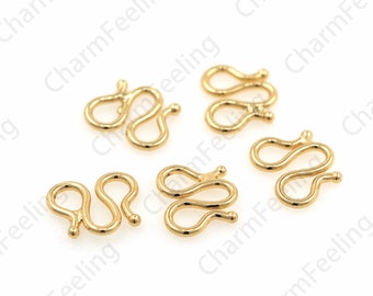 18K goud gevulde messing W gesp, S gesp, ketting gesp, armband gesp, sieraden gesp, DIY sieraden maken accessoires 9x10x1mm 1 stuks