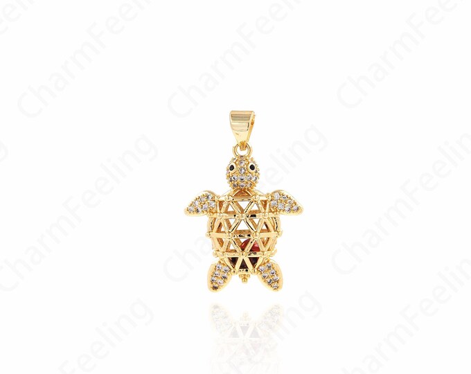 1pcs Little Tortoise Pendant, Golden Tortoise Necklace, Ocean Charm, Little Brass Tortoise, DIY Jewelry And Jewelry Making 28x18.4x8.4mm