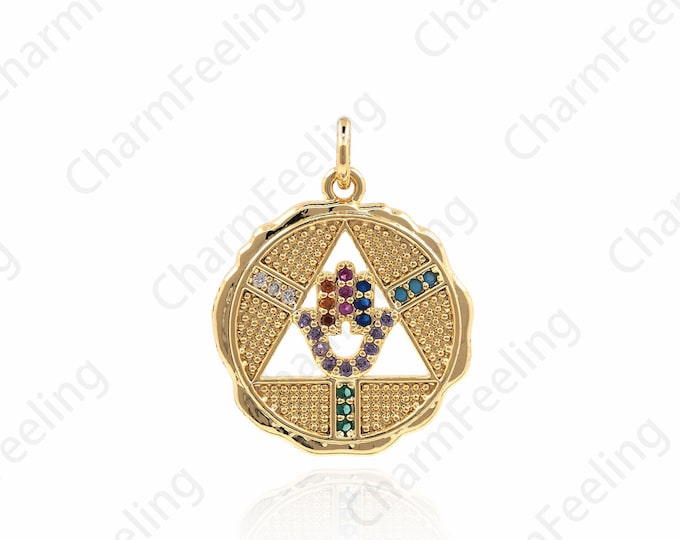 Hamsa Pendant, Micro-Pave Hamsa Necklace, Hamsa Charm, Hand Pendant, DIY Jewelry Making Accessories 24.5x18.5x2mm 1pcs
