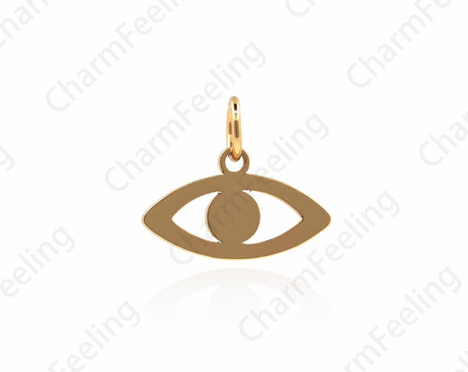 18K Gold Filled Eye Pendant, Eye Charm,Eye Charm, Single Eye Charm, DIY Jewelry Making Accessories 12x15x1mm 1pcs