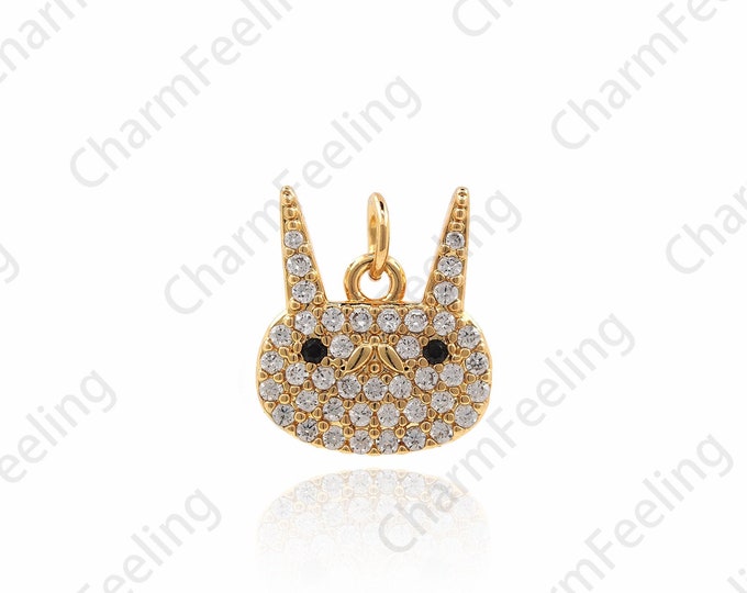 Filled Gold Garfield Pendant, Cat Charm, CZ Cat Necklace, DIY Jewelry Making Accessories 12x10.5x2mm 1pcs