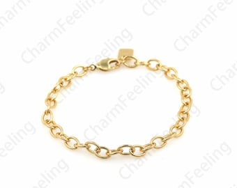 18K Gold Filled O-shaped Pin Bracelet Men's Bracelet Simple Bracelet Chain Bracelet For Lovers 17CM