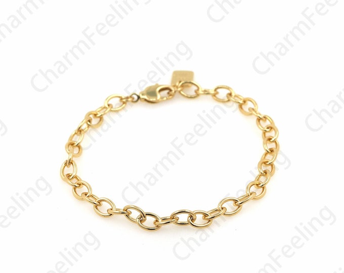 18K Gold Filled O-shaped Pin Bracelet Men's Bracelet Simple Bracelet Chain Bracelet For Lovers 17CM