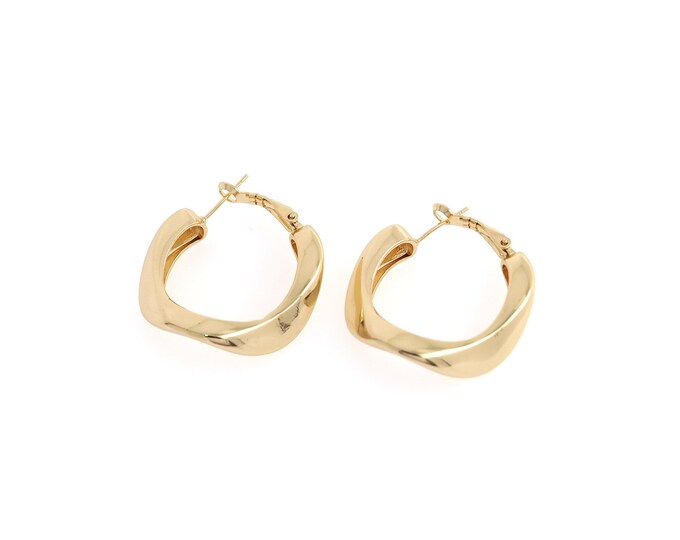 Twist Earrings, 18K Gold Filled Round Twist Earrings, Hollow Earrings, Gold Earrings, Earring Charm,34.5x35.5x7mm
