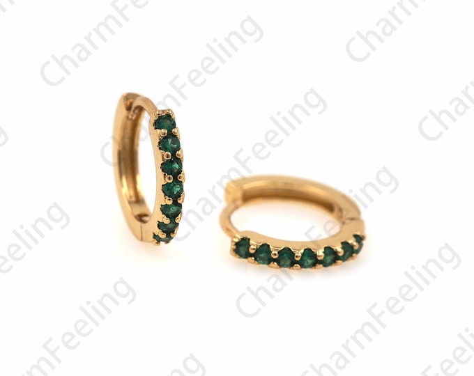 18K Gold Filled Round Earrings,Round Pendants,Hollow Earrings,Micropave CZ Gold Earrings,Earring Charm,DIY Jewelry Accessories 13x14mm1 Pair