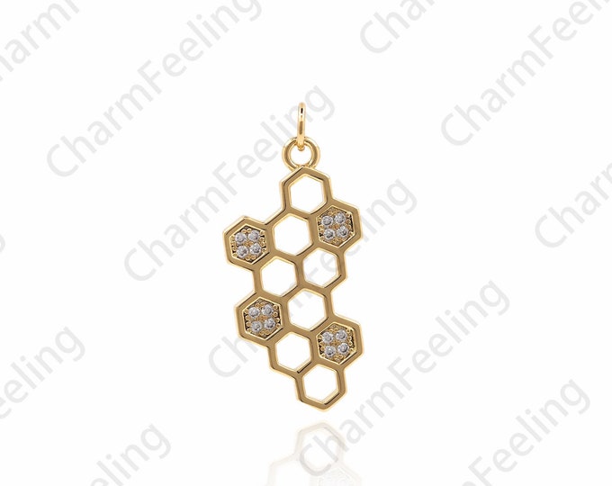Honeycomb Necklace, Honeycomb Pendant, Bee Hive Necklace, Beekeeper Jewelry, DIY Jewelry Making Accessories 25.2x11.3x1.4mm 1pcs
