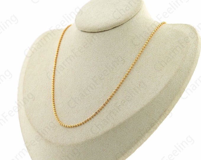 Fashion Necklace,Gift For Her,Gold Ball Necklace Silver Bead Necklace,S925 Silver Necklace,18K Gold Filled Chain Necklace,Anniversary Gift,
