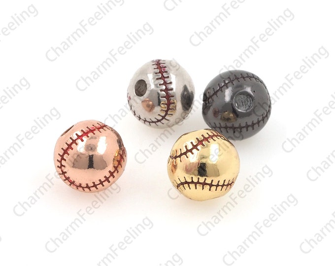 Baseball spacer beads, baseball spacers, gold-plated metal beads, jewelry making supplies, high quality 9mm 1pcs