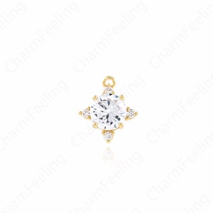 Venus Necklace, MicroPave CZ Polaris Pendant, Polaris Charm, Polaris Pendant, Polaris Necklace 15x13x5.5mm