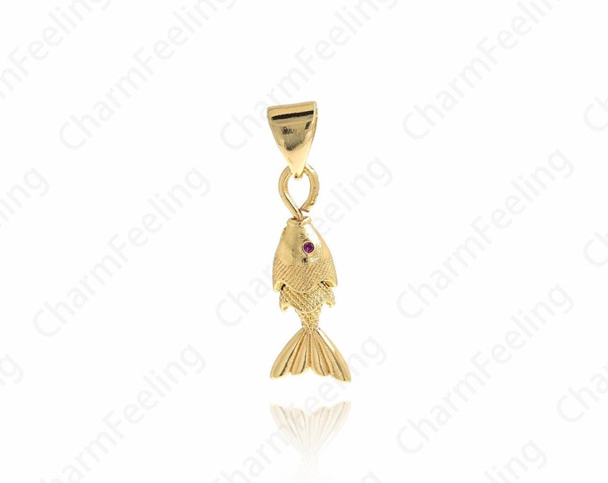 Fish Jewelry, Dainty Fish Necklace, Tropical Fish Pendant, 18K Gold Filled Fish Pendant,Marine Life Jewelry, 22.2x6.6x4mm
